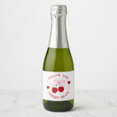 Süße Kirsch-Hochzeitsdusche Schaumweinetikett (Vorderseite)