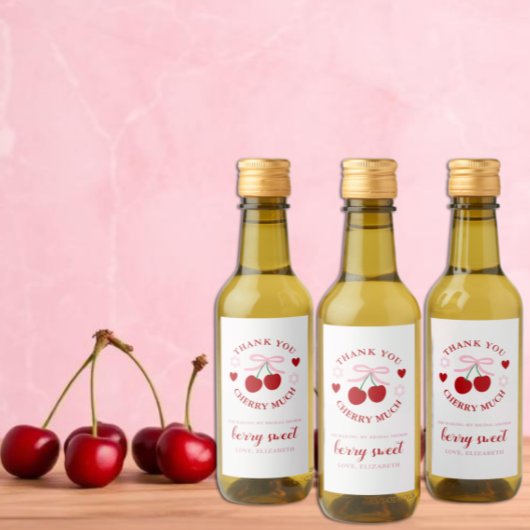 Süße Kirsch-Hochzeitsdusche Weinetikett