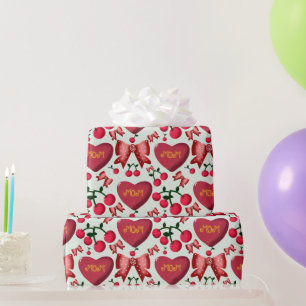 Süße Kirsch-Schleifen-Mama-Muster Muttertags-Ästhe Geschenkpapier