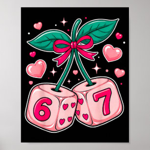 Süße Kirsch-Würfel Valentinstag Rosa Kawaii 67 Mem Poster