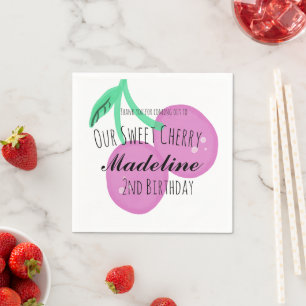 Süße Kirsche Handgezeichneter süßer Geburtstag Pin Serviette