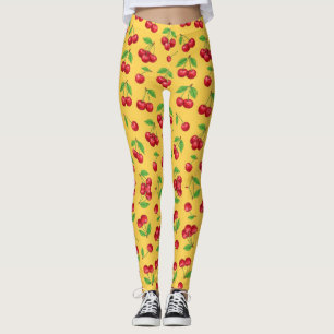 Süße Kirsche Nahtloses Fruchtmuster Leggings
