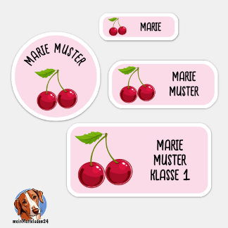 Süße Kirsche Namensaufkleber rosa – 24er Set Aufkleber
