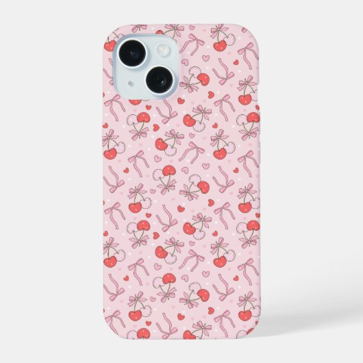 Süße Kirsche und Schleife iPhone 15 Hülle (Rückseite)