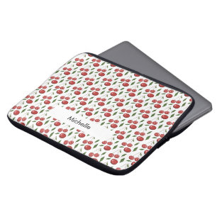 Süße Kirschen Wasserfarben-Illustration Monogramm Laptopschutzhülle