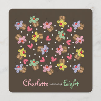 Süße Kirschkuchen-Kindergeburtstag-Einladung Einladung