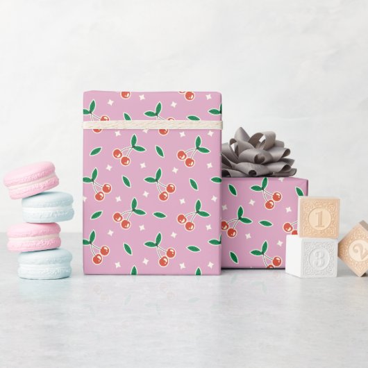 Süße Kirschmuster-Wrap-Rolle Geschenkpapier (Babyparty)