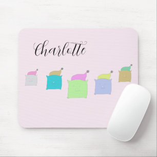 Süße Kissenkatzen-Illustration monogrammiert Mousepad
