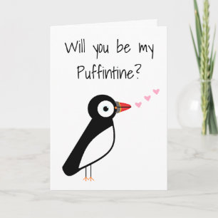 Süße kitschige Valentinstagskarte für Puffintine Karte
