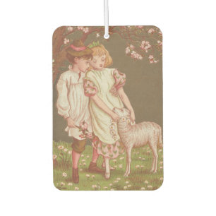 Süße kitschige Vintage-Valentinsgrußkarte, Kinder Autolufterfrischer