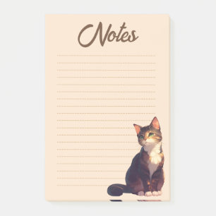 Süße Kitten-Beige-Notizblock mit Linien Post-it Klebezettel