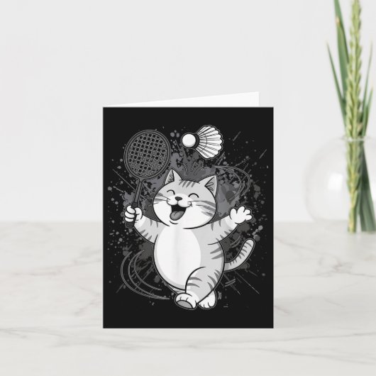 Süße Kitty Badminton Spieler Federball Karte (Vorderseite)
