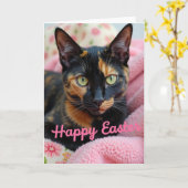 Süße Kitty Frohe Ostern Karte (Gelbe Blume)