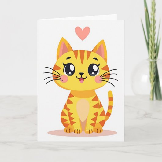 Süße Kitty Herz Karte (Vorderseite)