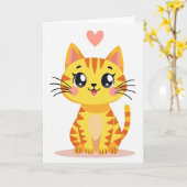Süße Kitty Herz Karte (Gelbe Blume)