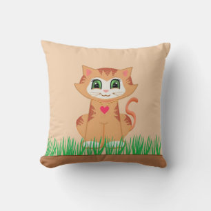 Süße Kitty Katze Cartoon & Pflanze Kissen