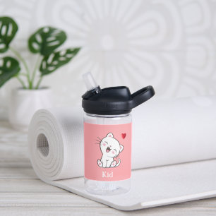 Süße Kitty-Katze & Herz auf Hellrosa Trinkflasche