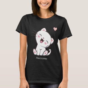 Süße Kitty Katze & Herz T-Shirt