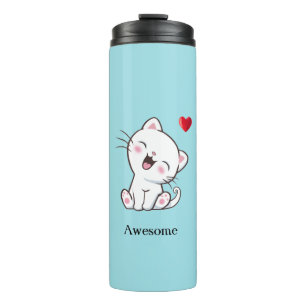 Süße Kitty Katze & Herz Thermotasse Thermosbecher