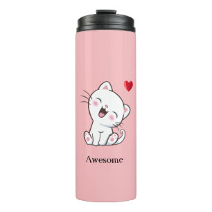 Süße Kitty Katze & Herz Thermotasse Thermosbecher