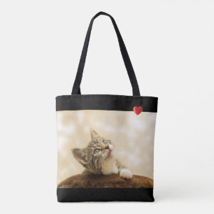 Süße Kitty-Katze mit Herz auf Schwarz Tasche