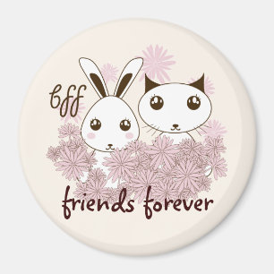 Süße Kitty Katze und Bunny Tier beste Freunde Kind Magnet