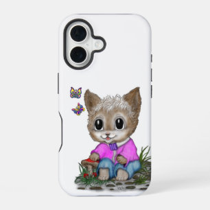 Süße Kitty Katze und Schmetterling iPhone 16 Hülle