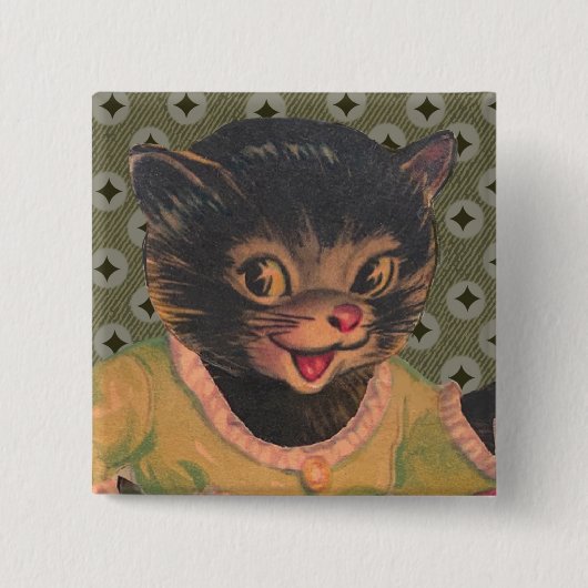 Süße Kitty Katze Vintage Tierbilder schwarze Katze Button (Vorderseite)