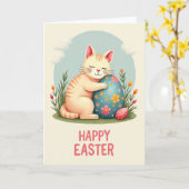 Süße Kitty-Ostergrüße-Karte Karte (Gelbe Blume)