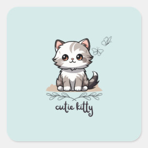 Süsse Kitty Quadratischer Aufkleber