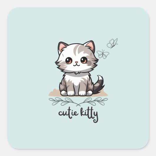 Süsse Kitty Quadratischer Aufkleber (Vorderseite)
