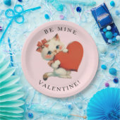 Süße Kitty Vintage Be Mine Valentinstag Pappteller (Party)