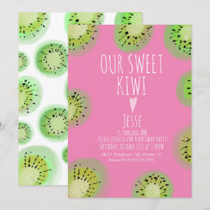 Süße Kiwi Frucht Geburtstag Wasserfarbe Rosa jedes Einladung