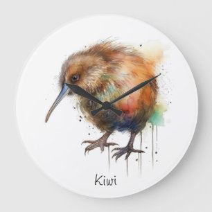 Süße Kiwi, individuell Große Wanduhr