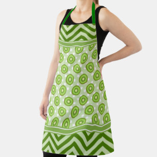 Süße Kiwi-Scheiben Polka Punkt & Chevron Grün Schürze