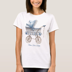 Süße klassische Babystroller Blaue Floral Frauen T-Shirt