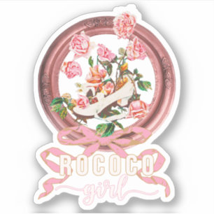 Süße klassische rosa Rokoko-Mädchen-Rosen-Schuh Aufkleber