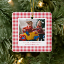 Süße klassische rote Gingham-Familienfoto-Weihnach