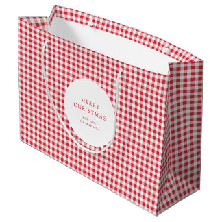 Süße klassische rote Gingham-Weihnachten Große Geschenktüte