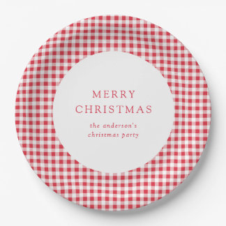 Süße klassische rote Gingham-Weihnachtsfeier indiv Pappteller