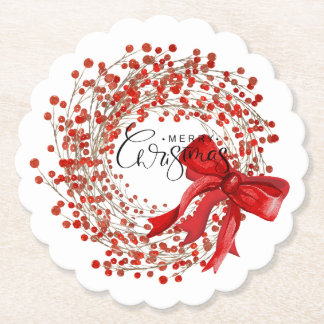 Süße klassische rote und weiße Weihnachtsgirlande Untersetzer