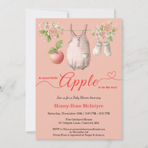Süße kleine Apfel-Baby-Party Herbstliche rustika Einladung