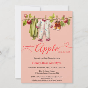 Süße kleine Apfel-Babyparty Herbstliche rustikal Einladung