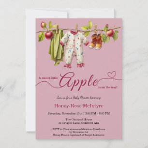 Süße kleine Apfel-Babyparty Herbstliche rustikal Einladung