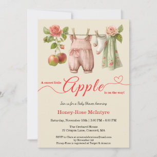 Süße kleine Apfel-Babyparty Herbstliche rustikal Einladung