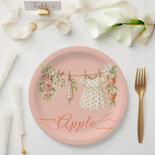 Süße kleine Apfel-Babyparty Herbstliche rustikal Pappteller