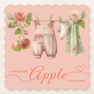 Süße kleine Apfel-Babyparty   Herbstliche rustikal Untersetzer
