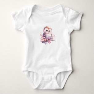 Süße kleine Baby-Eule mit Blumen  Baby Strampler