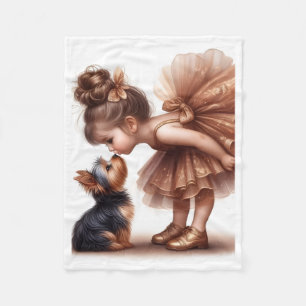 Süße kleine Ballerina und Hund Plüsch Baby B Fleecedecke