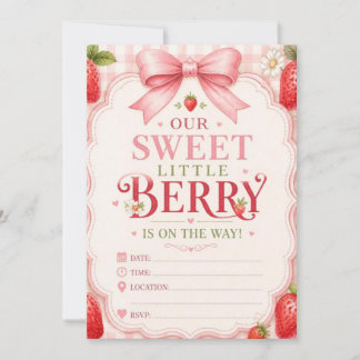Süße kleine Beeren-Baby-Einladung – Erdbeere Dankeskarte